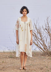 A Model Wearing White Cotton Mul Alabaster curated by Only Ethikal